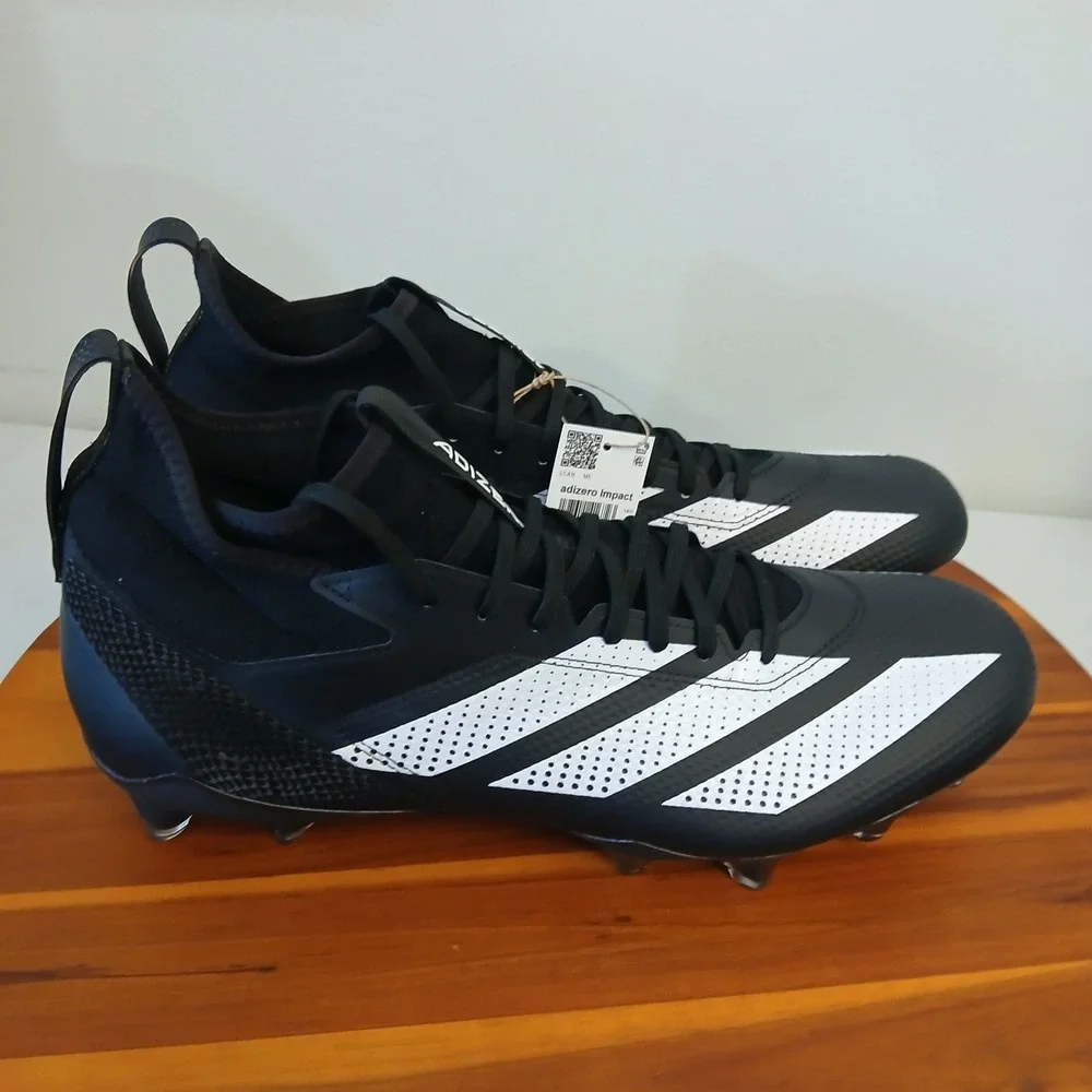 Adidas Adizero Impact Football Cleats Mens 15 Core‎ Black White Mid Top IE1413